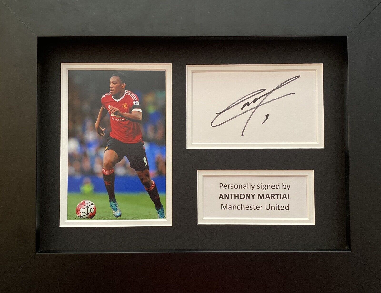 Anthony Martial Hand Signed White Card In A4 Manchester United Frame Display