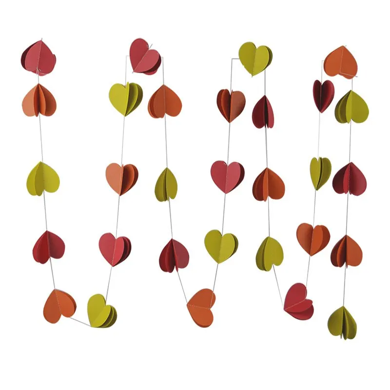 3m Colorful 3D Round Heart Paper Garlands Christmas Wedding Party Banner Hanging Paper Garland Room Decoration