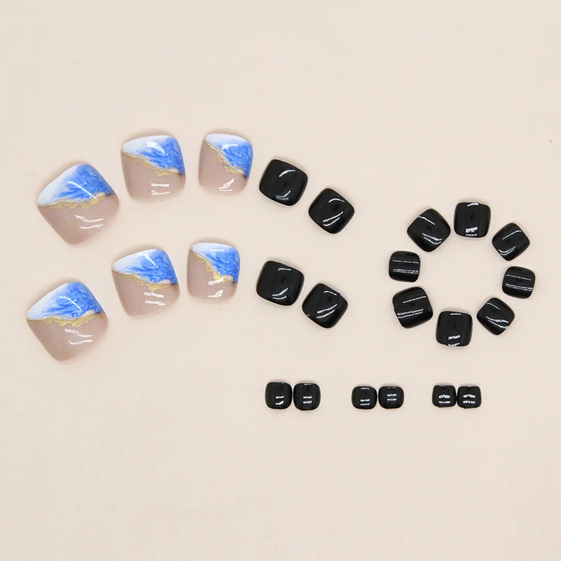 Churchf Churchf Blue Color Nail Fairy White Fake Nails Spring And Summer Beautiful Foot Wearable Foot Nail Piece