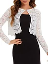 Elegant Women's Lace Cardigan Sweater - Polyamide Knit Fabric, Solid Color, Round Neck, Spring/Summer/Autumn Collection