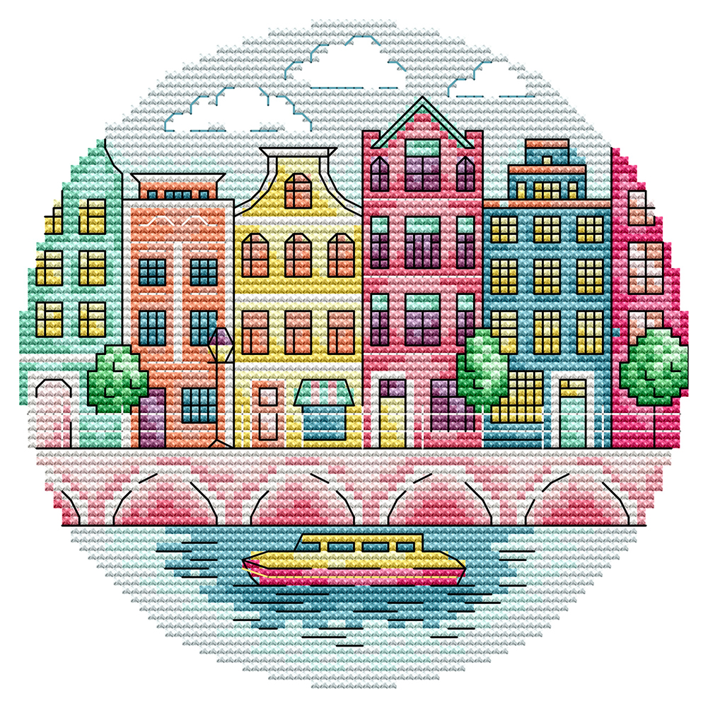

Cruise Ship - 14CT Stamped Cross Stitch - 19*19CM, 501 Original