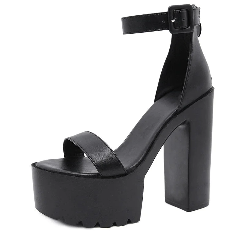 Gdgydh Roman Style Summer Thick Bottom High Heeled Sandals Women Nightclub Shoes Dance Party Black White Platform Heel Hot Sale