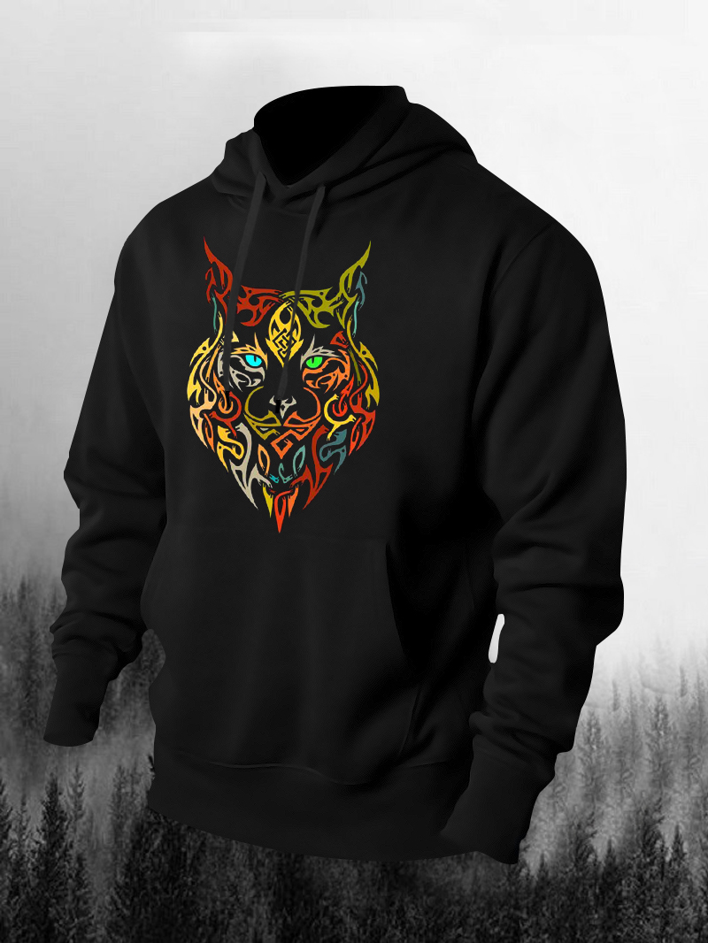 Men's Colored Flame Cheetah Print Hoodie