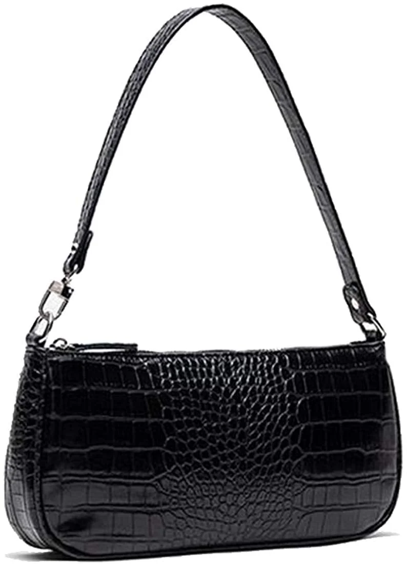 Classic Crocodile Pattern Clutch Shoulder Baguette Bag with Zipper/Magnetic Closure for Women