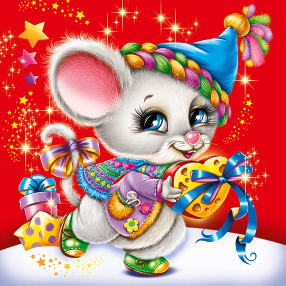 

Christmas Mouse - Round Drill Diamond Painting - 30*30CM, 501 Original