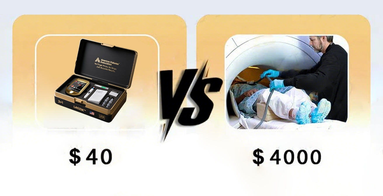 LaozikTM Professional 12in1 Glucose Vital Signs Monitor-Painless, Fast, Precise FDA-Backed(Made in California, USA)