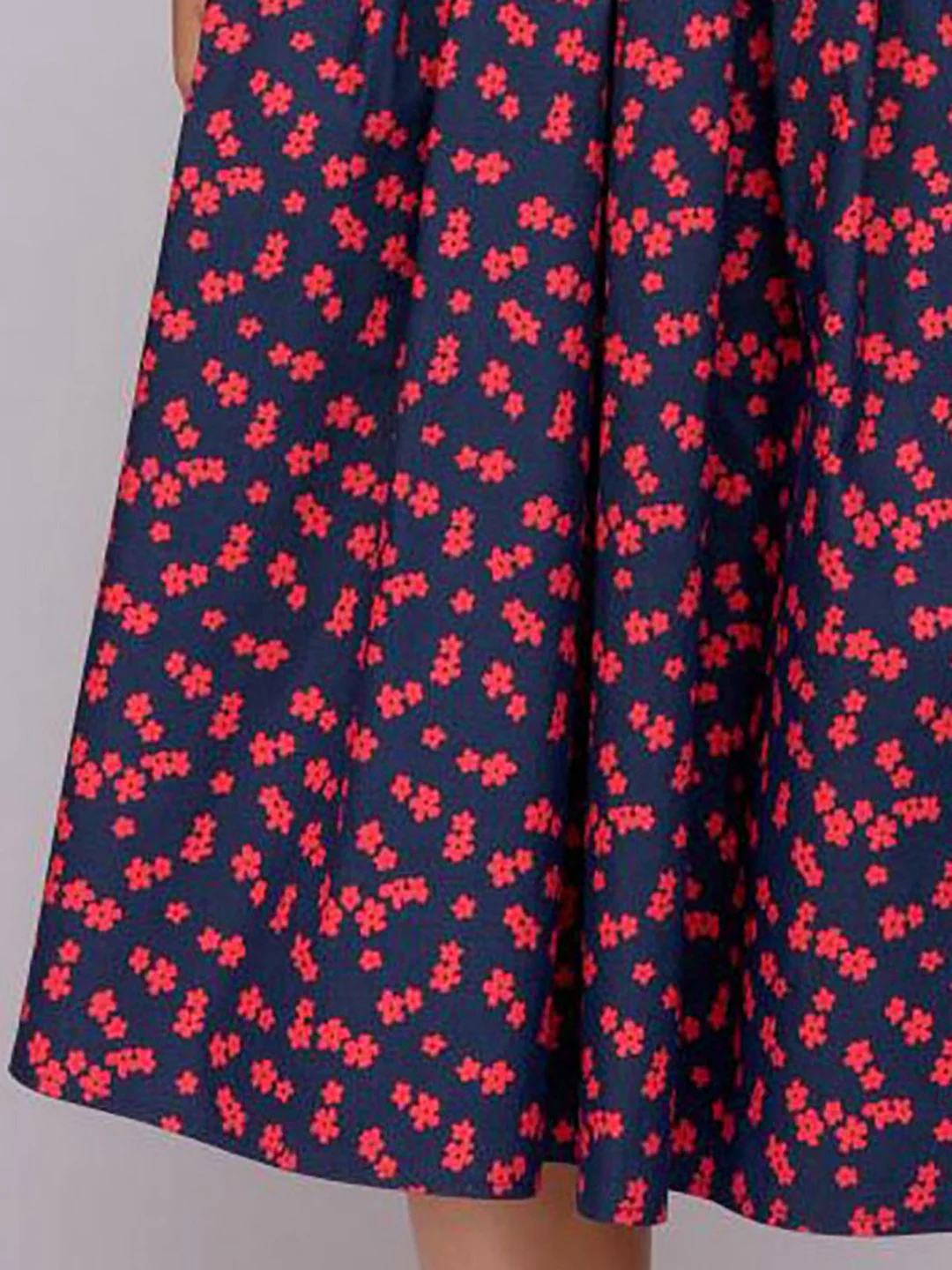 Red A-Line Floral Elegant Midi Dress