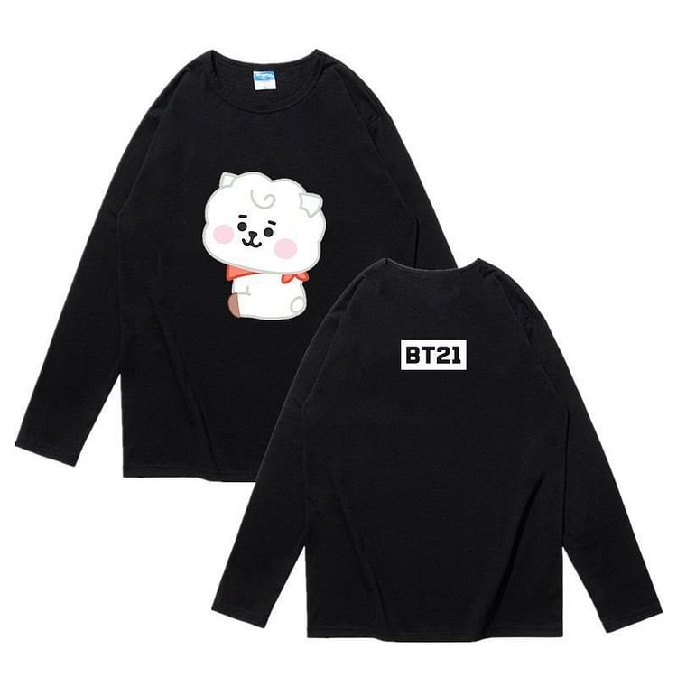 BT21 Cute Baby Print Black Sweatshirt