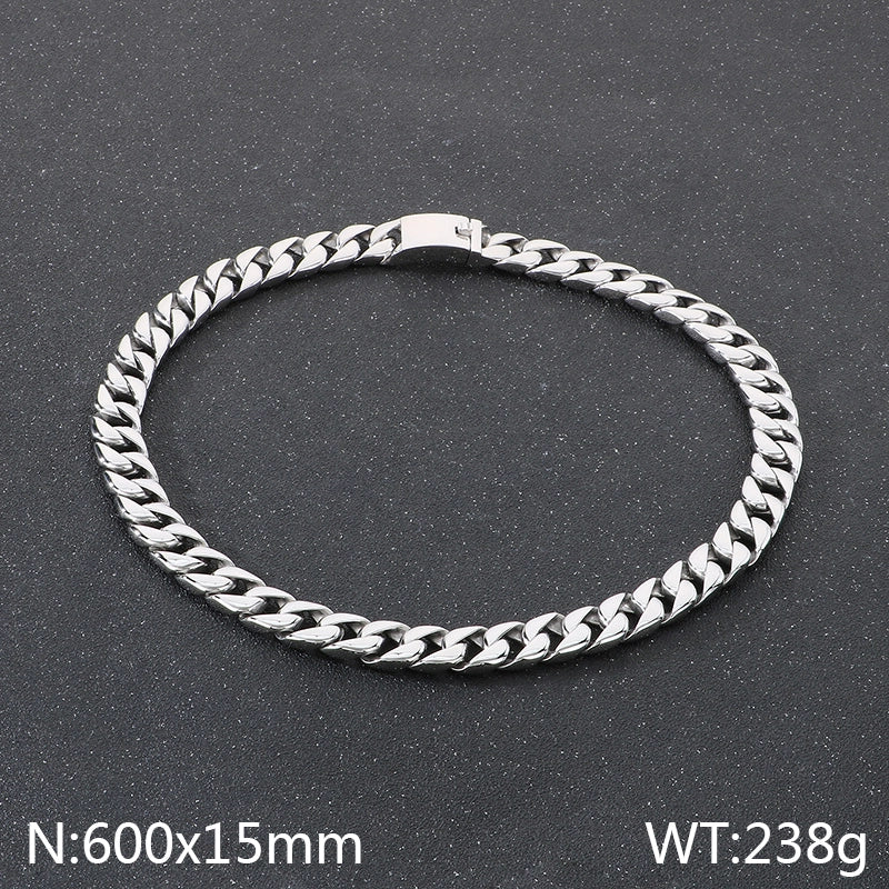 Korean Creative Personality Fashion Stainless Steel Simple Cuban Link Chain Men's Necklace