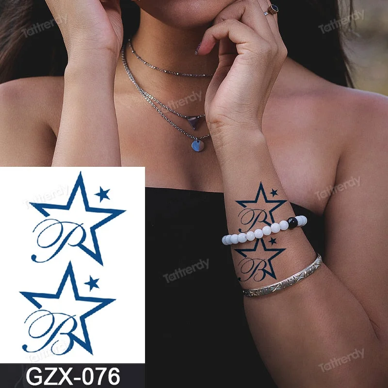 Juice Ink Natural Tattoo Water Transer Long Lasting Blue Semi-permanent Temporary Tattoos Small Hand Sleeve Armband Painting