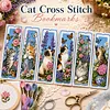 Floral Cat DIY 14CT 2 Strand Stamped Cross Stitch Bookmark Set 24x41cm