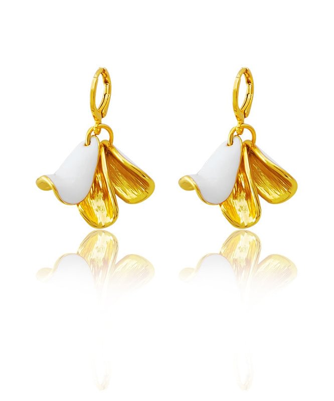 Fashion Gold Plated Floral Tassel Hoop Earrings