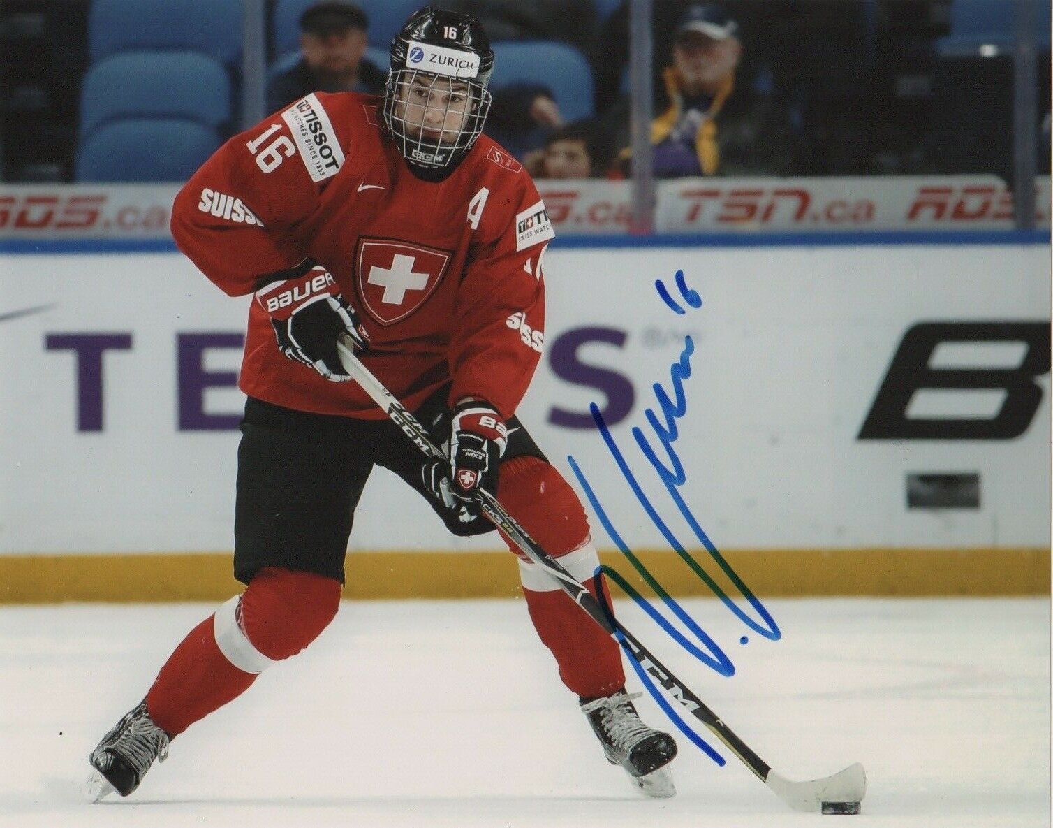 Switzerland Nico Gross Signed Autographed 8x10 NHL Photo Poster painting COA #1