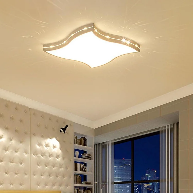 Waved Square Modern Crystal Flush Mount Light LED Baby Kids Bedroom Ceiling Lights - Appledas