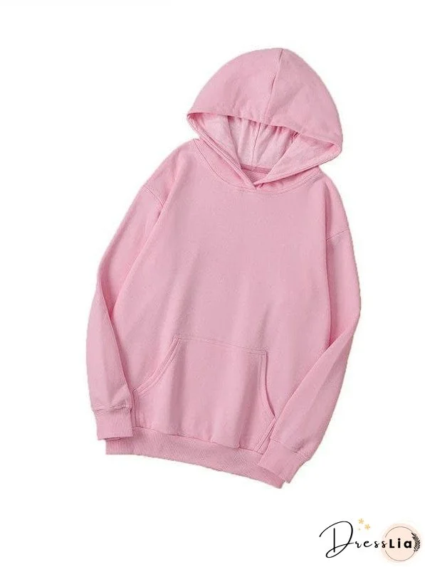Solid Color Hooded Sweatshirt