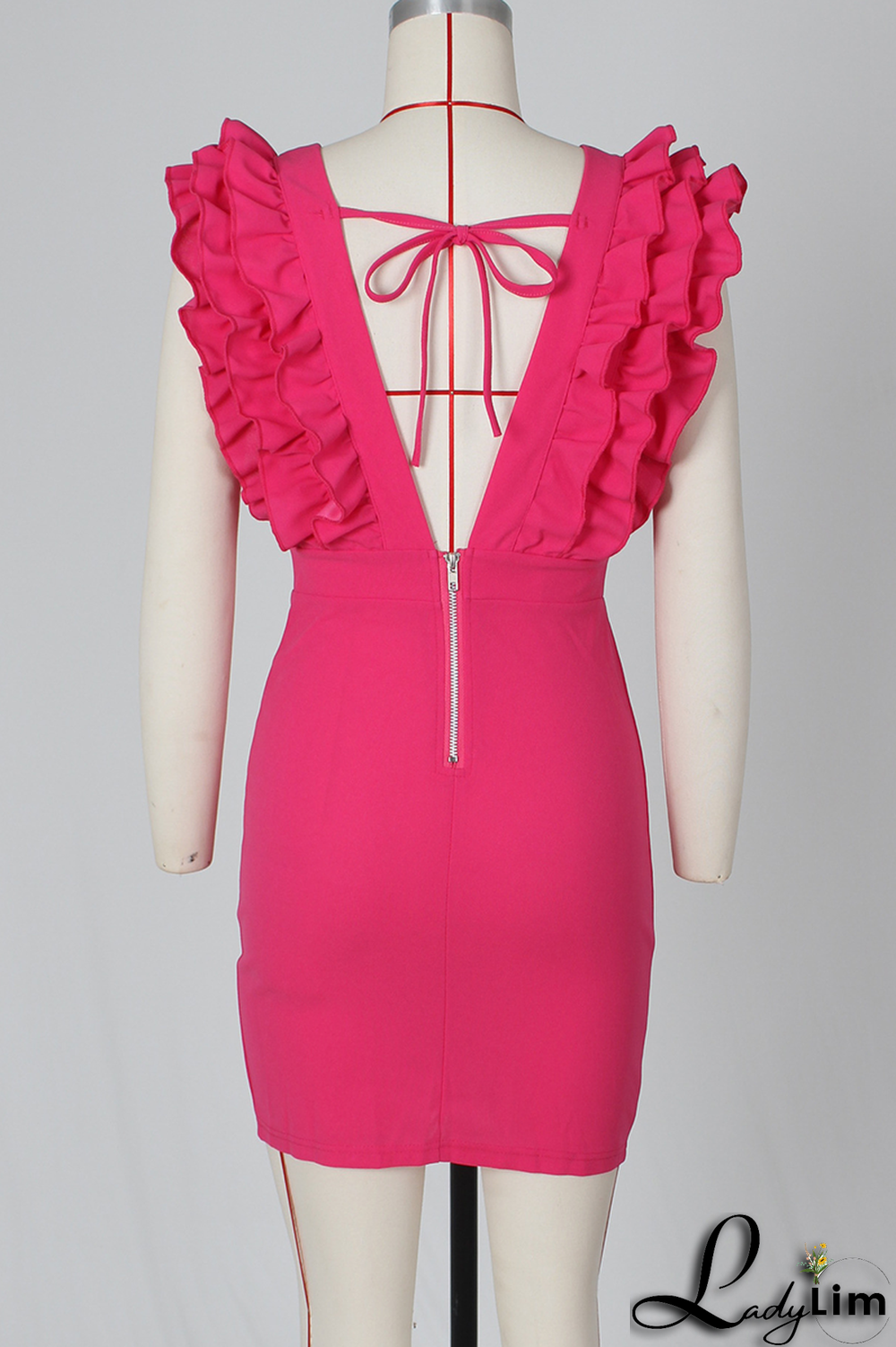 Blue Sexy Solid Stringy Selvedge V Neck Irregular Dress Dresses