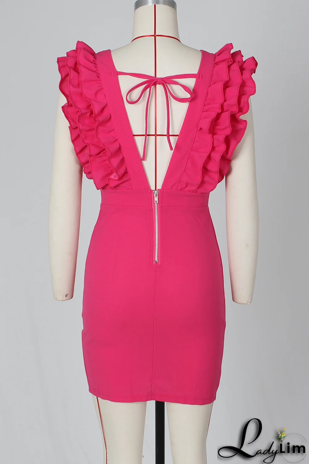 Blue Sexy Solid Stringy Selvedge V Neck Irregular Dress Dresses