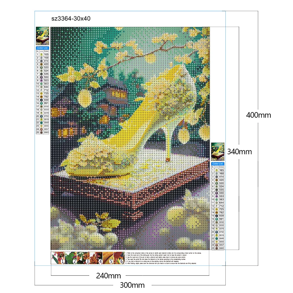 Full Round Diamond Painting 30*40cm - Dreamy Retro High Heels