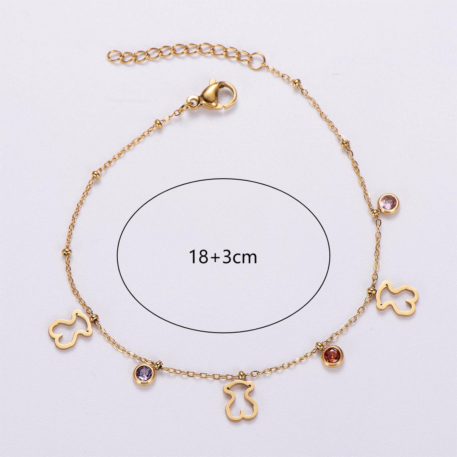 6 Pcs Women Minimalist Stripe Circle Round Animal Text Letter Chinese Zodiac Number Stainless Steel Electroplating Bracelets