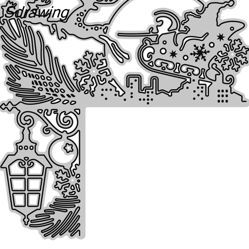 Sdrawing 2023 Winter And Christmas Ornaments Metal Cutting Dies Embossed Scrapbooking DIY Cut Dies For Cards Xmas Decorations