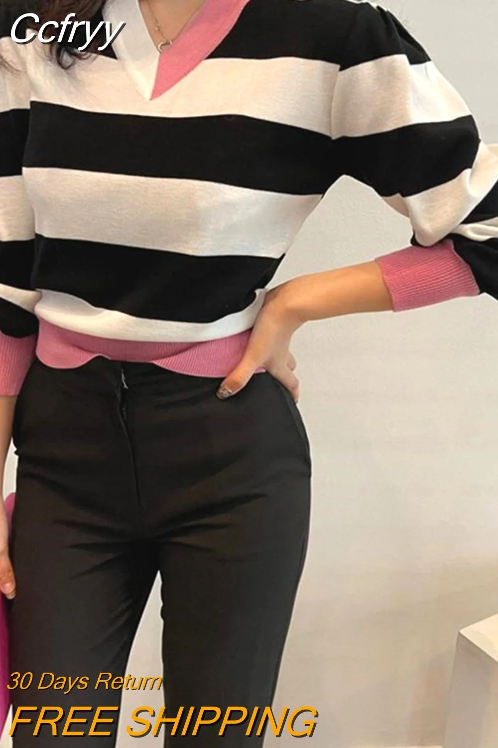 huibahe Striped Women Pullover Sweater 2023 Spring Full Sleeve Color-blocked Casual Fashion Korean Female Jumpers Tops Femme