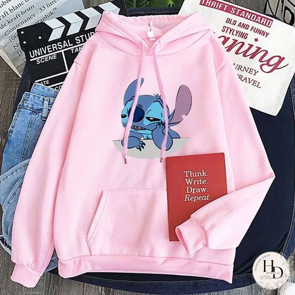 New Hoodie Sweatshirt Women Oversized cartoon Stitch Hoodie couple shirt versatile Sweatshirt Winter Long Sleeve Tops Hoodies