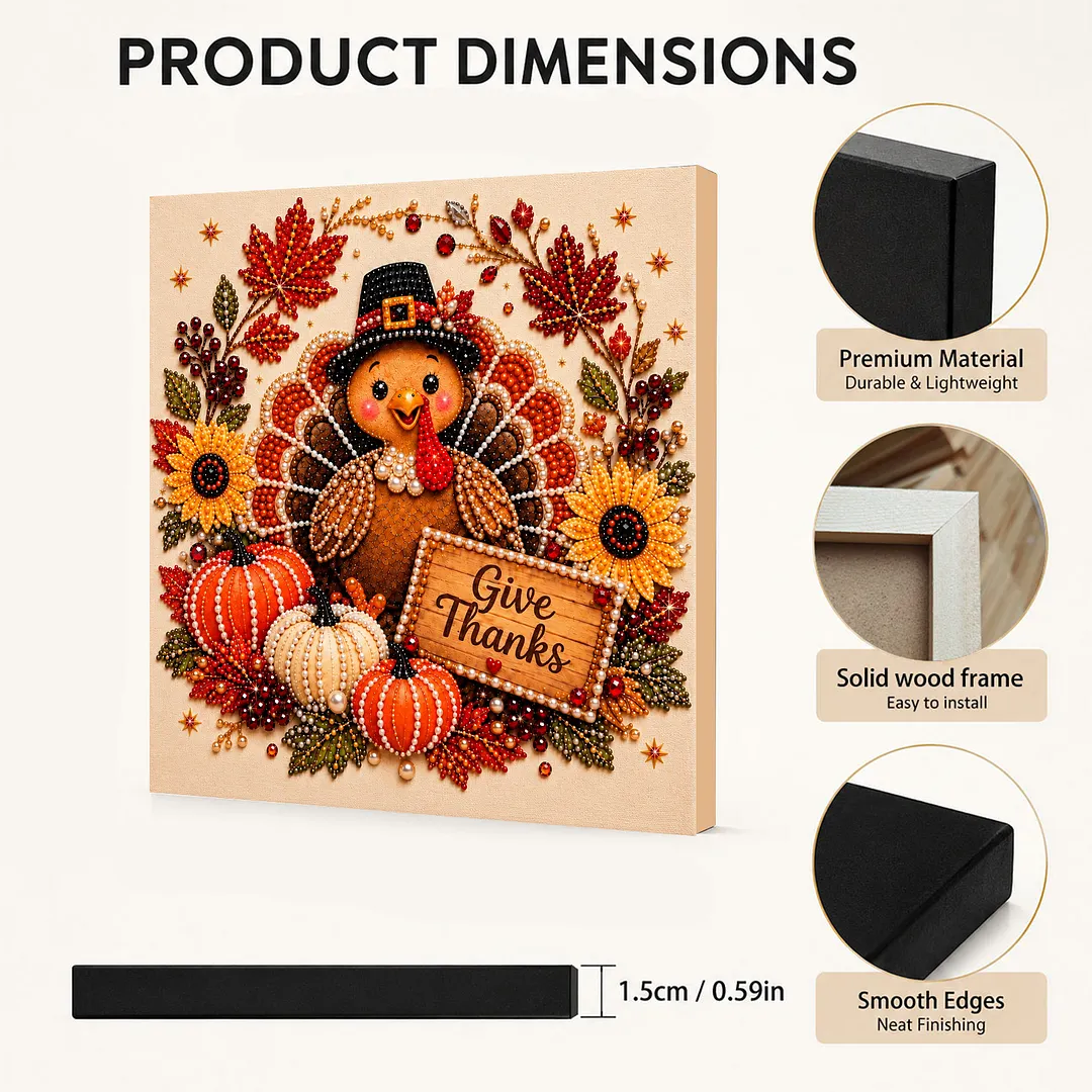 Framed Pearl Painting Kit Turkey Sunflower Decor 11.81x11.81in