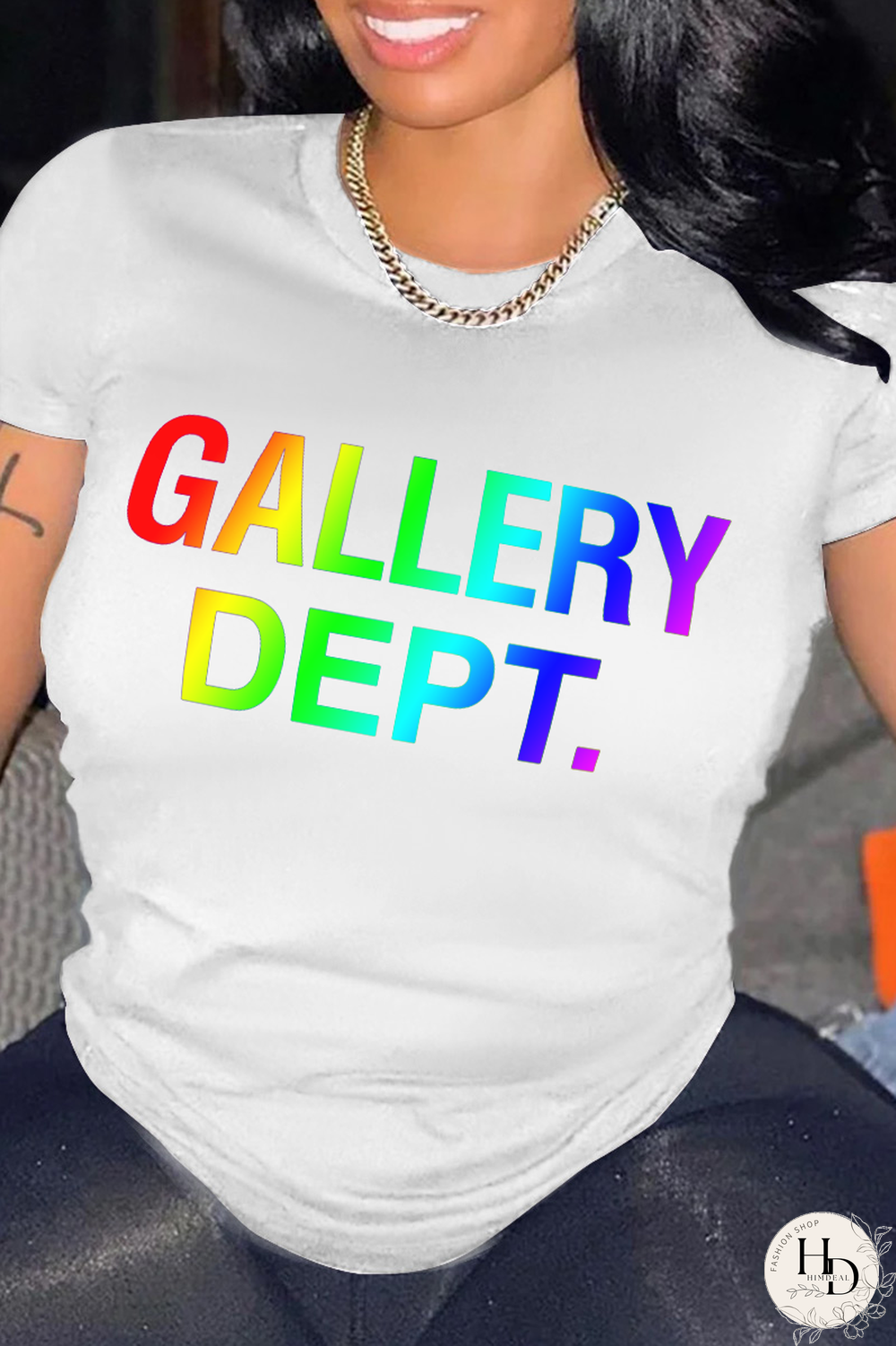 Black Street Print Patchwork O Neck T-Shirts