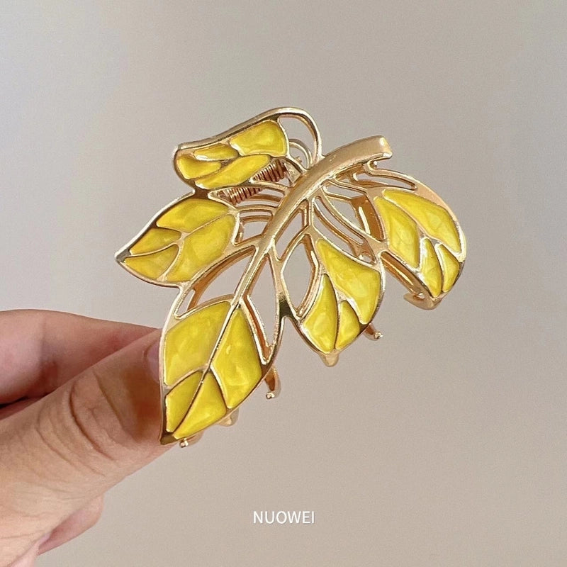 Women’s Minimalist Color Block Alloy Printing Hair Claws