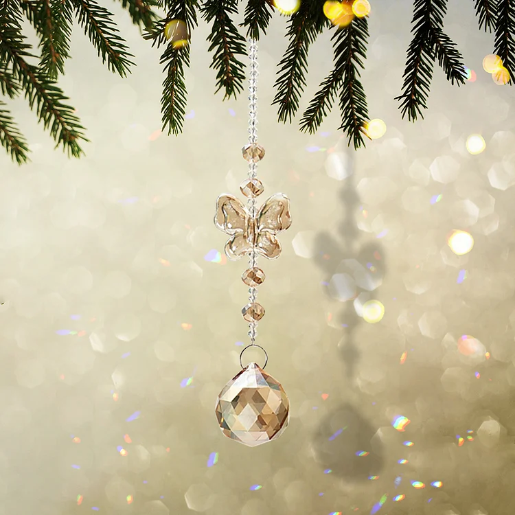Crystal Pendant Prism Hanging Drop Home Decor ( Golden Crystal Ball)