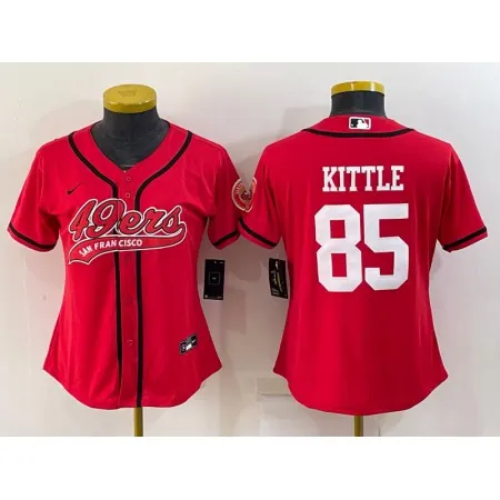 Youth San Francisco 49ers #85 George Kittle Red With Patch Cool Base Stitched Baseball Jersey WY0E