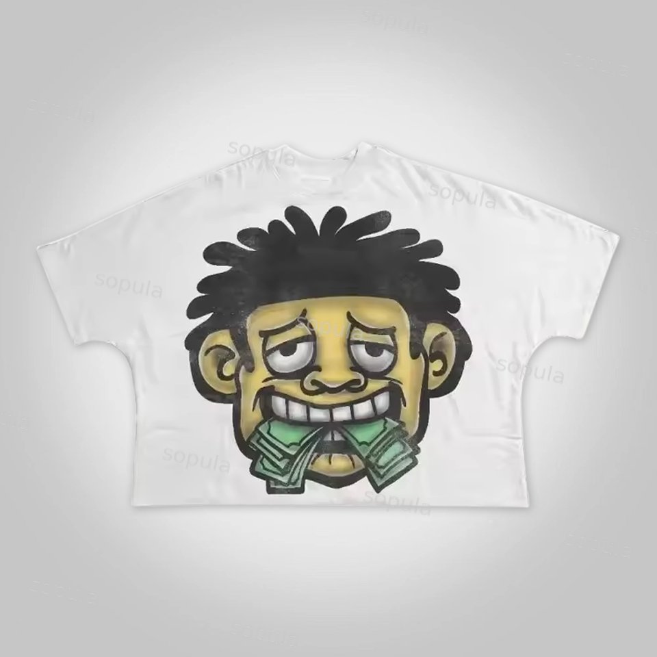 Sopula Vintage Need Money Collection Cartoon Graphic 100% Cotton T-Shirt Cropped Tee - SOPULA