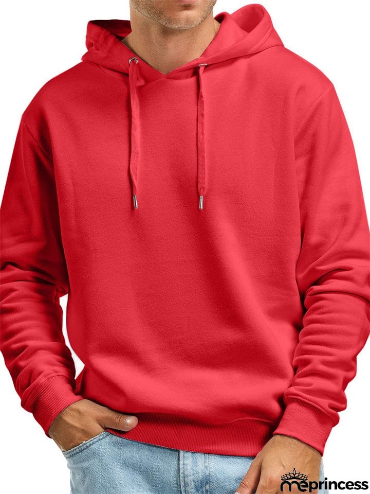 Men's Solid Color Thick Pullover Hoodies