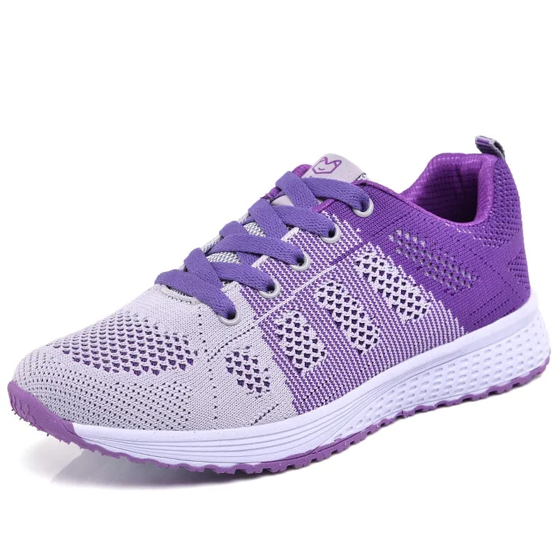 Women Casual Shoes Fashion Breathable Walking Mesh Lace Up Flat Shoes Sneakers Women 2020 Tenis Feminino Pink Black White