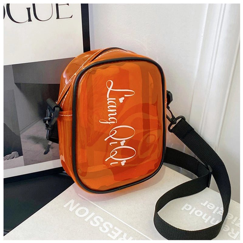 Women’s Small PVC Solid Color Streetwear Square Zipper Jelly Bag