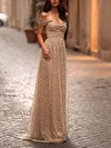 Sequinned Backless Off-The-Shoulder Maxi Dress