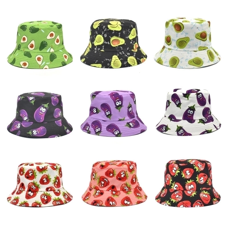 Unisex Artistic Fruit Vegetable Flat Eaves Bucket Hat