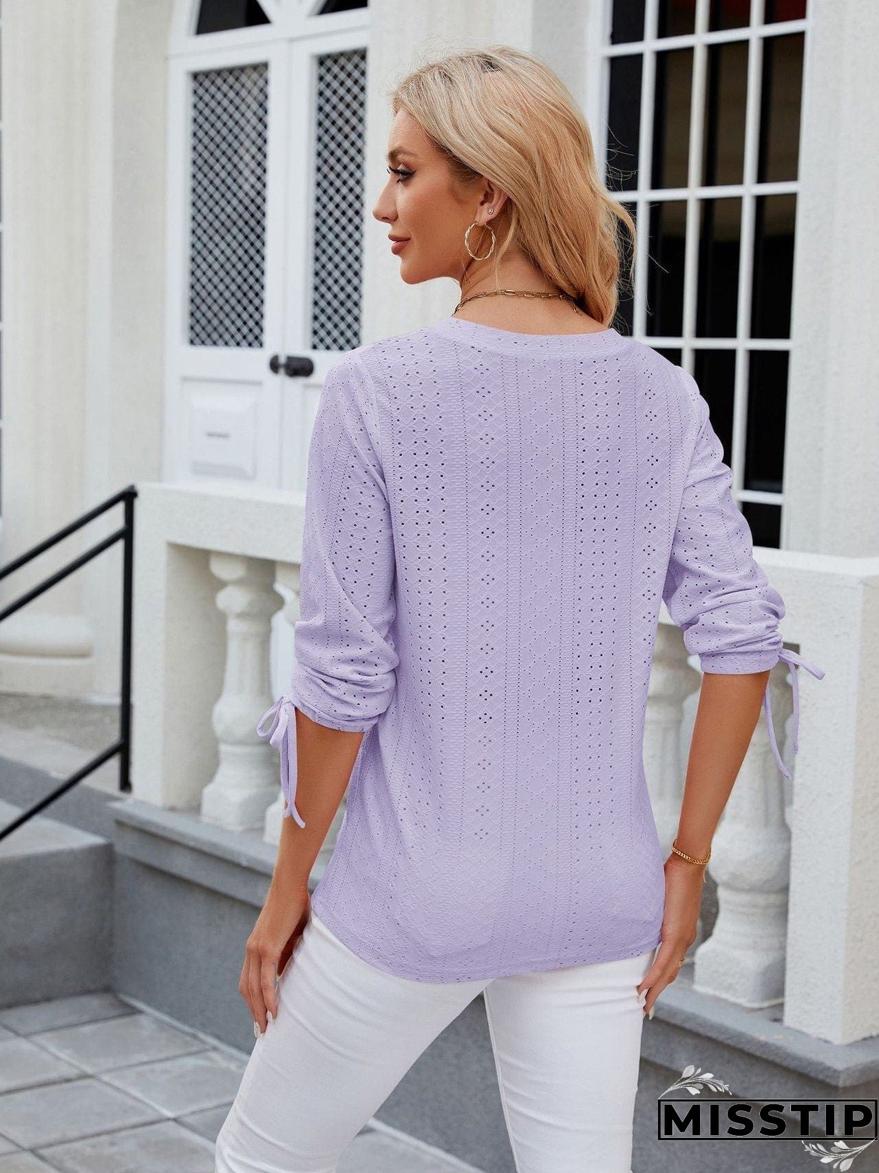 Short Sleeve Mock Neck T-Shirt with Side Slits