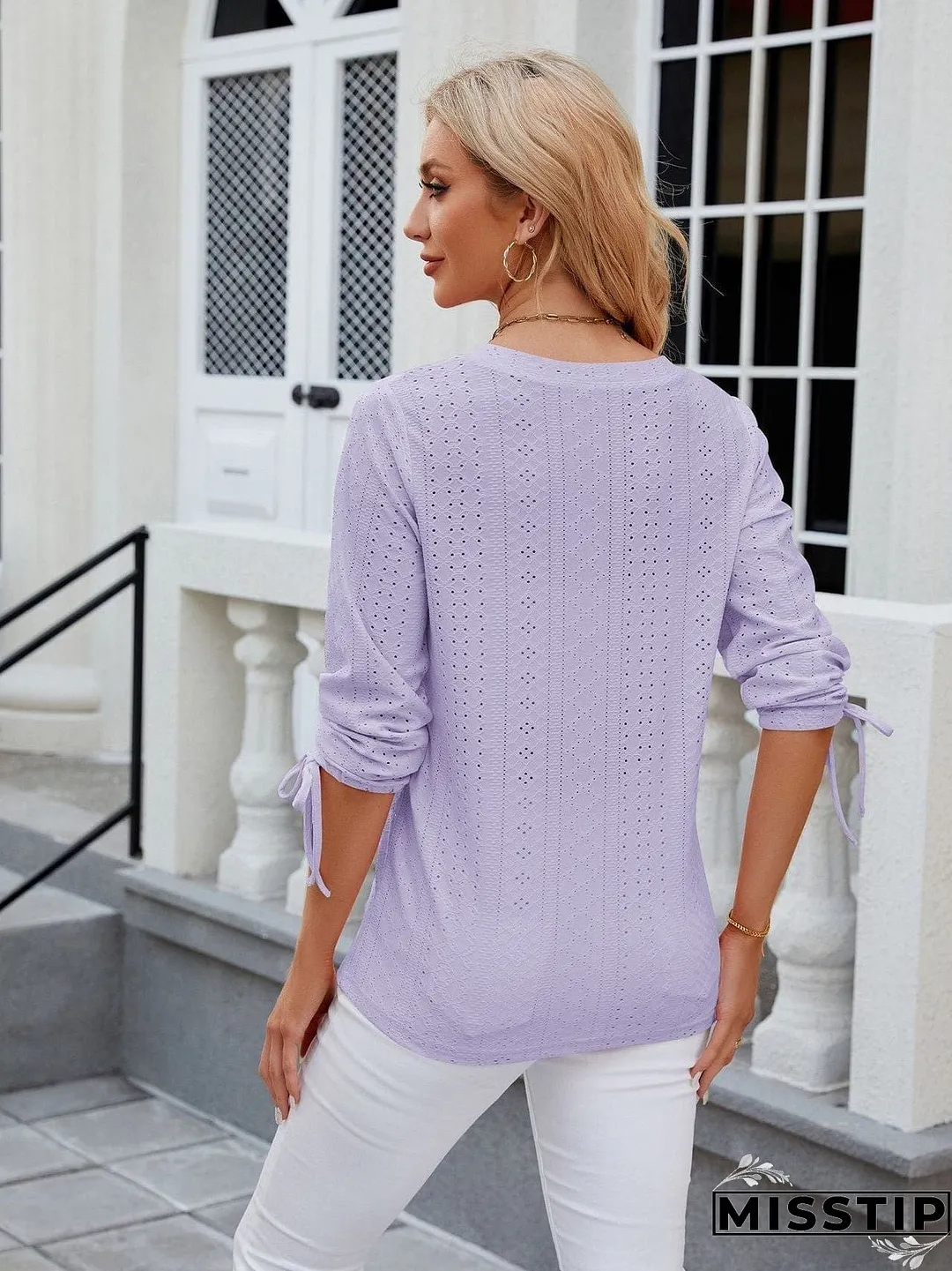 Short Sleeve Mock Neck T-Shirt with Side Slits