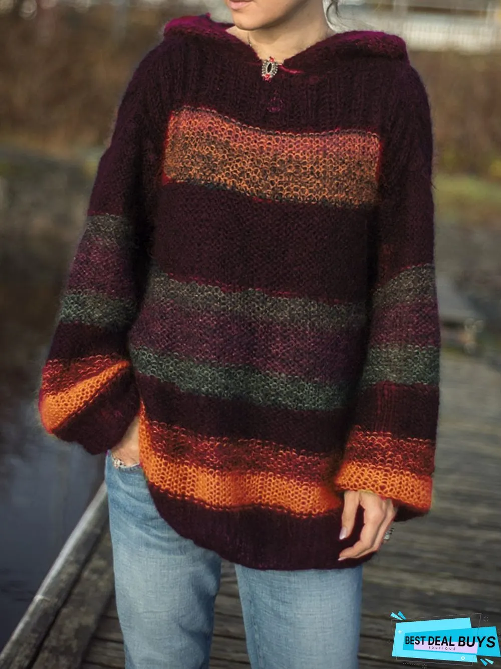 Hoodie Casual Color-Block Sweater