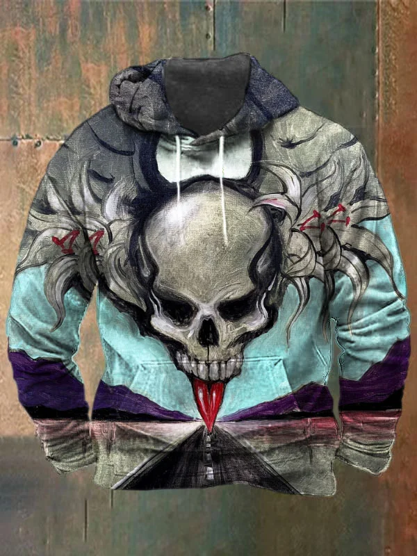 Unisex Skull Print Heavyweight Hoodies