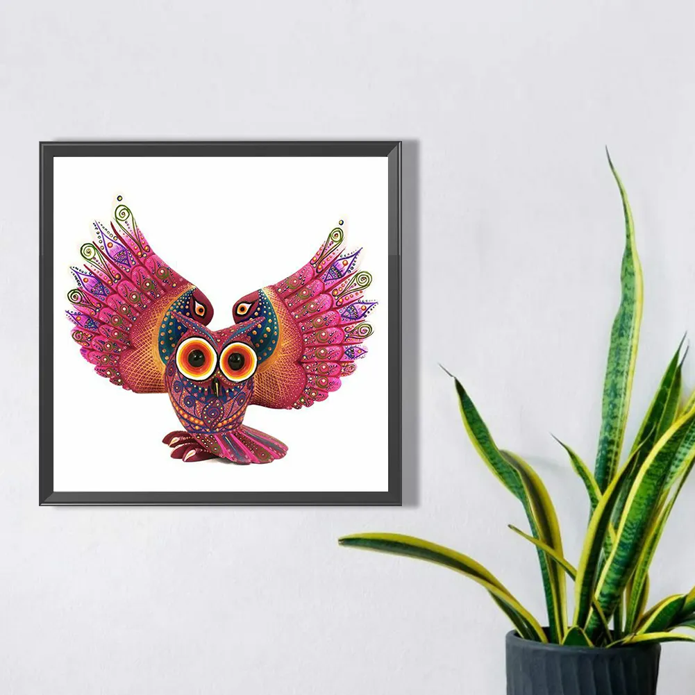 Full Round Diamond Painting 30*30cm - Owl With Spread Wings