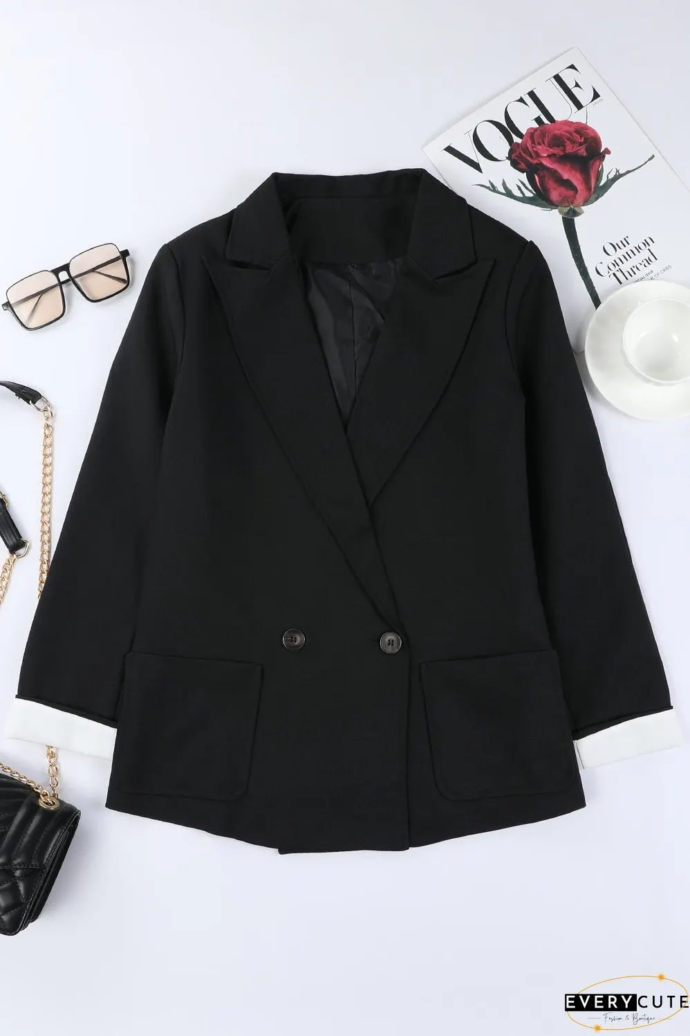 Solid Color Long Sleeve Blazer