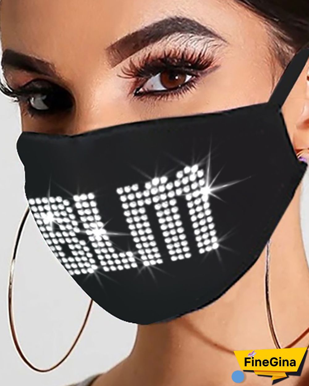 Bling Rhinestone Letter Pattern Face Mask