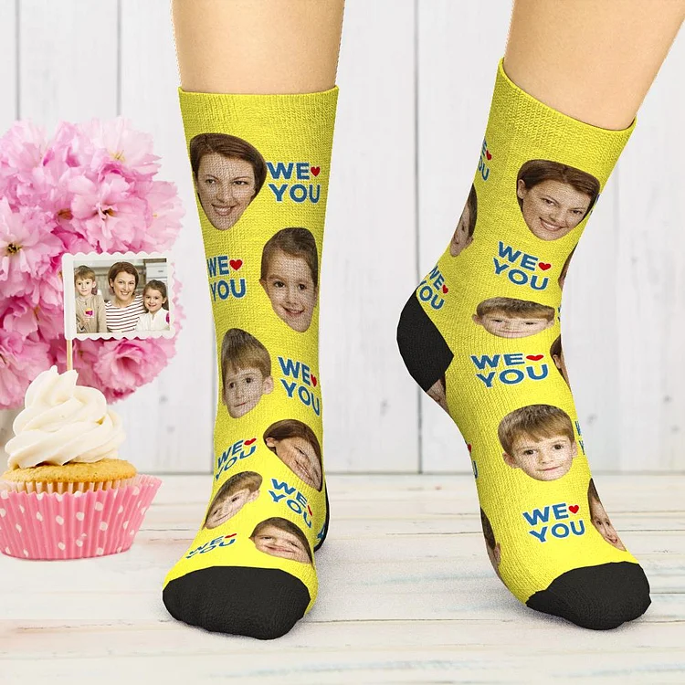 Custom Face Socks We Love You Socks Comfort Socks Best Gift for Mom