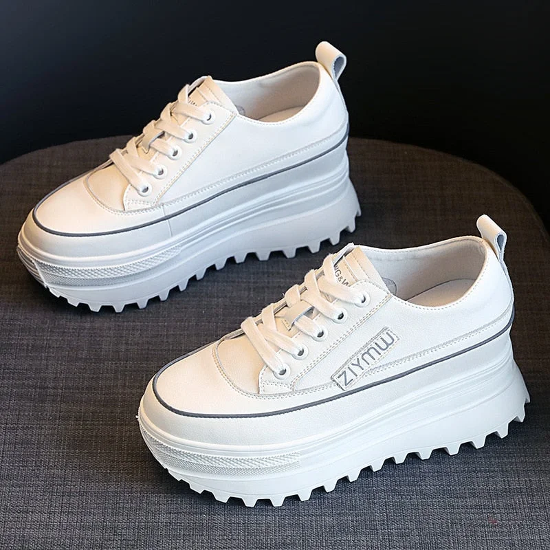 Fujin 7cm Women Casual Shoes Genuine Leather Platform Wedge Women Fashion Sneakers Chunky Shoes Za Bling Bling Spring Autumn