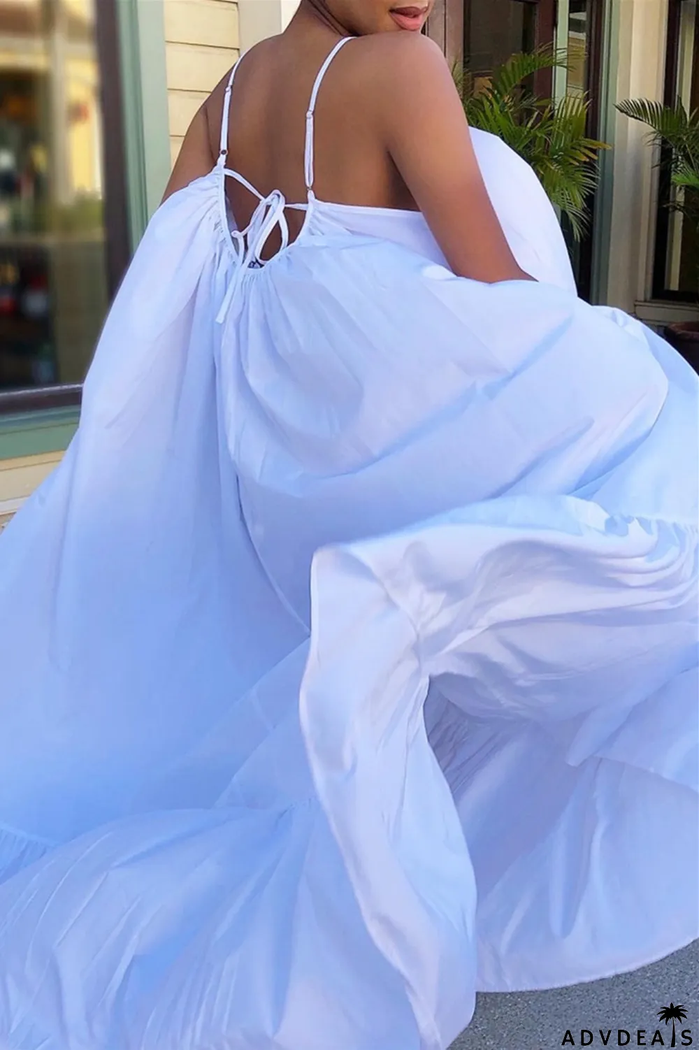 Dark Gray Sexy Casual Solid Backless Spaghetti Strap Loose Sling Dress