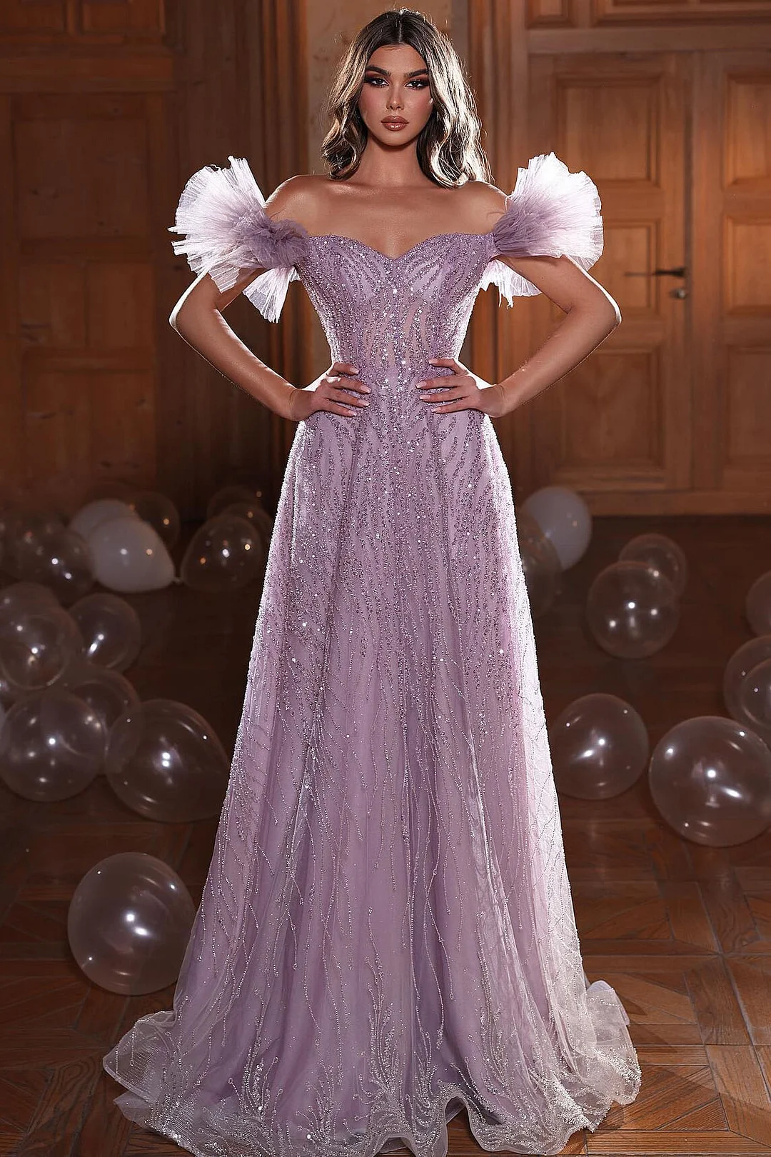 Luluslly Off-the-Shoulder Sweetheart Evening Dress Long Beadings Online