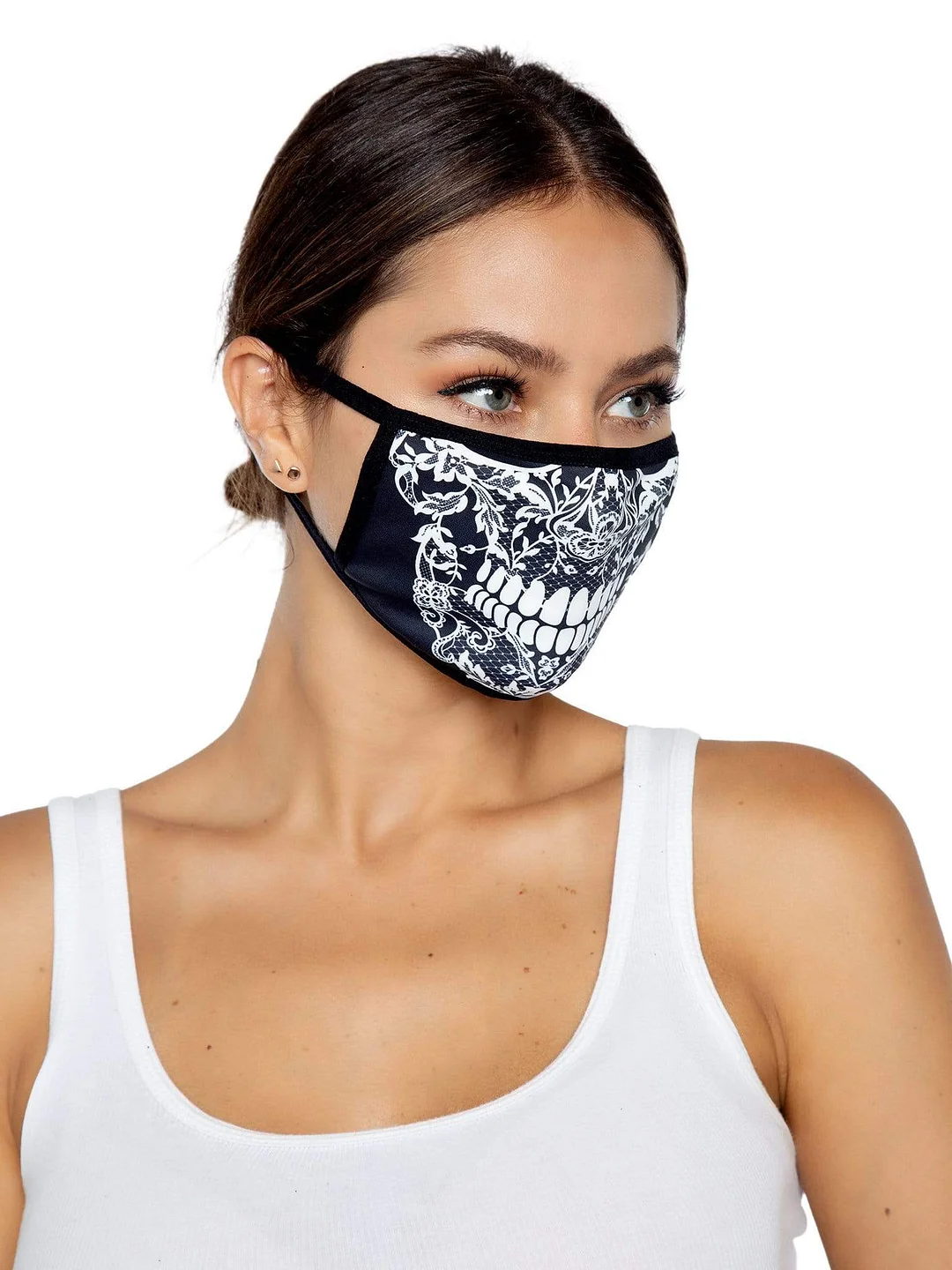 Lace Print Skull Face Mask
