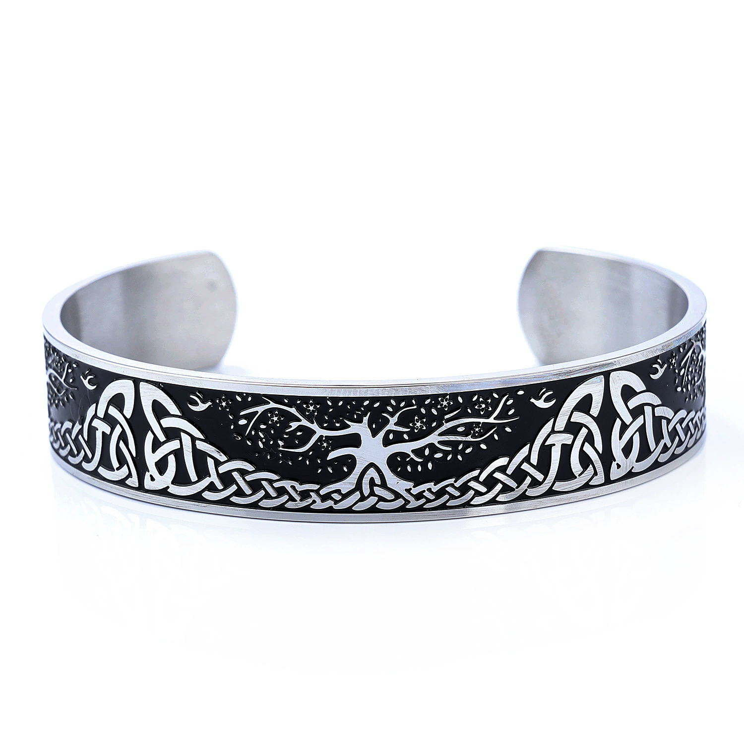 Tree of Life Mesh Stainless Steel Open Cuff Bracelet